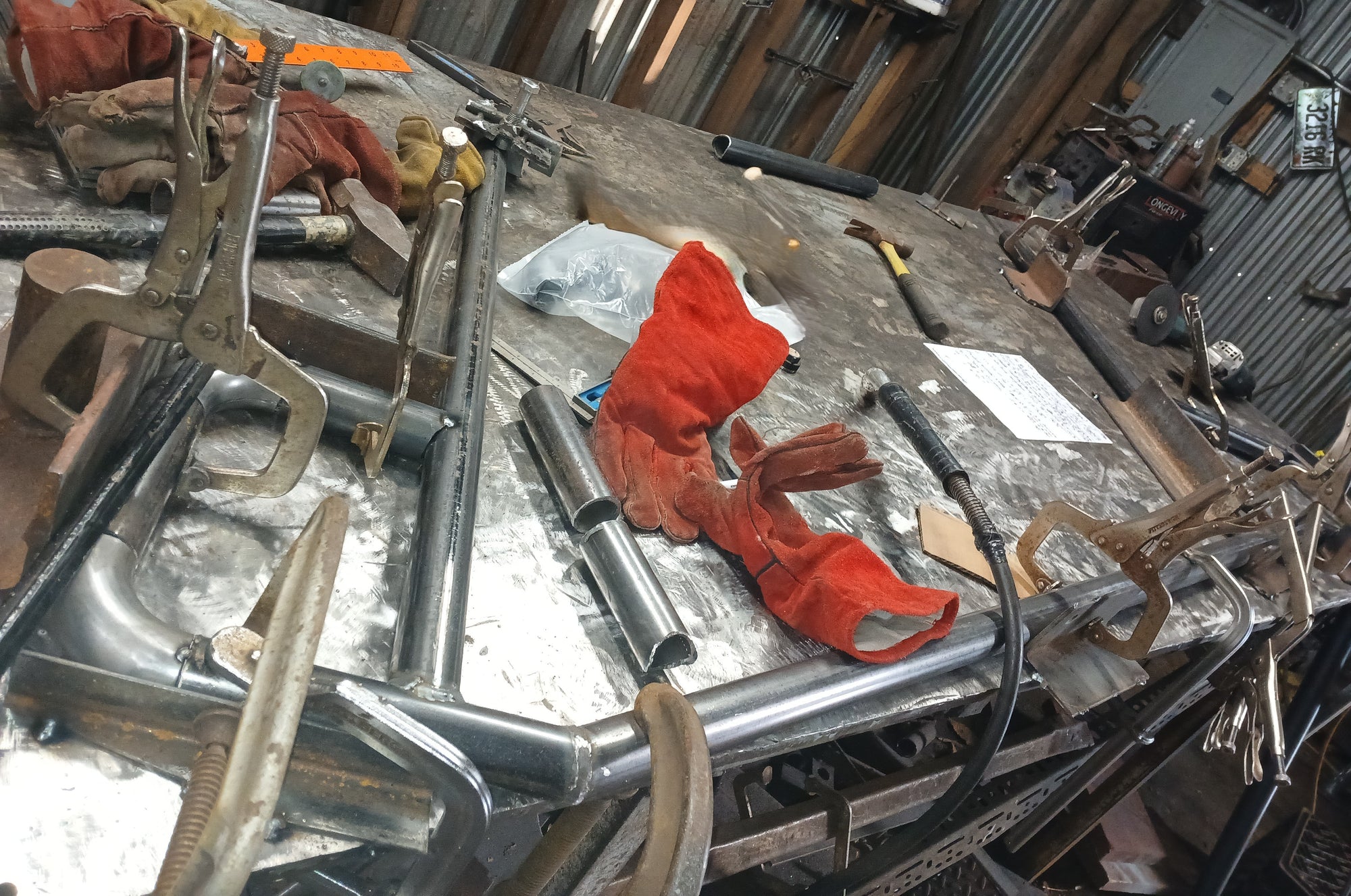 Here's the upper return being fabricated on one of the two railings.