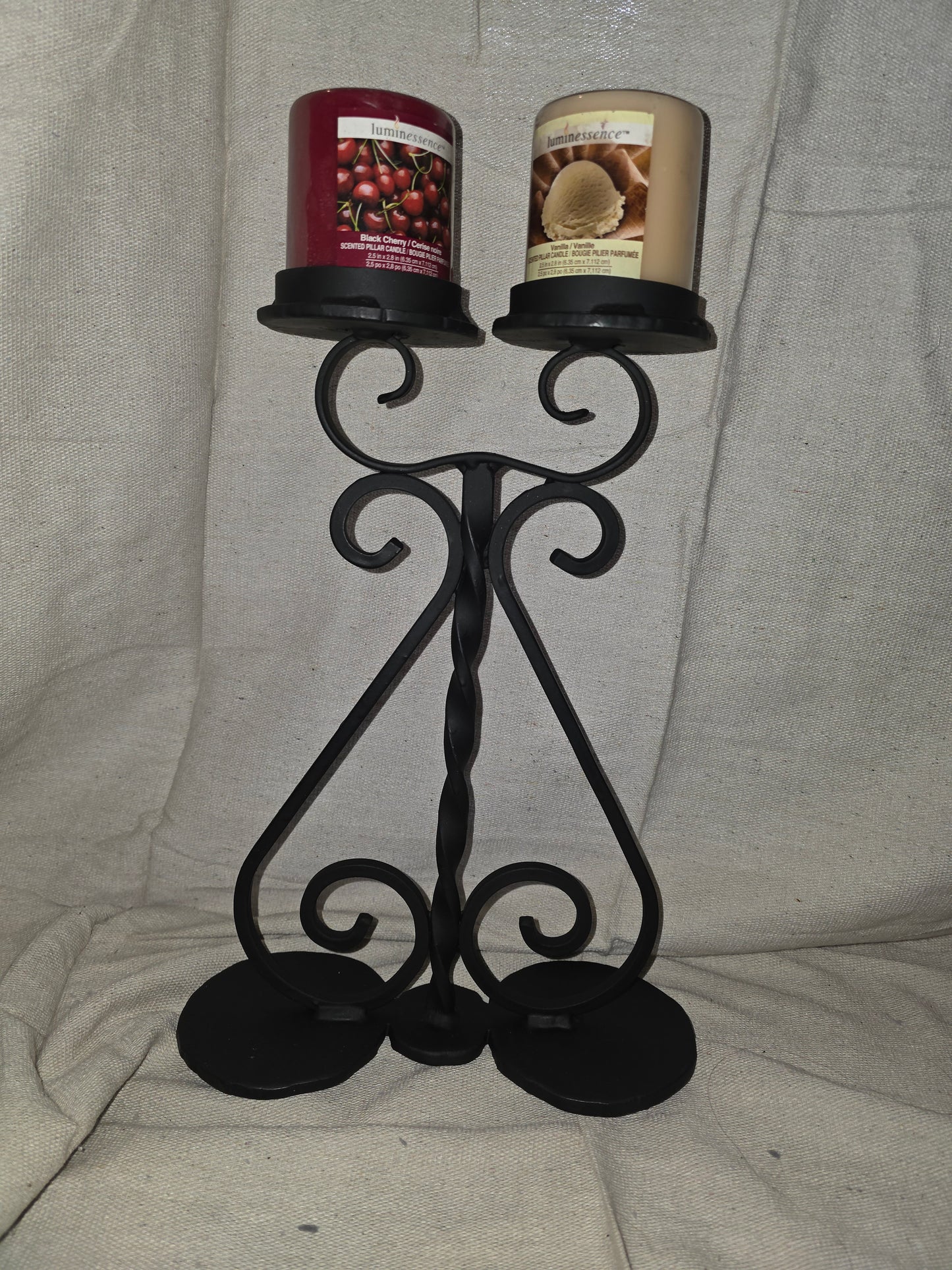Double 3" Candle Holder - 2 "S" Scrolls with Twist
