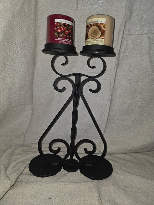 Double 3" Candle Holder - 2 "S" Scrolls with Twist